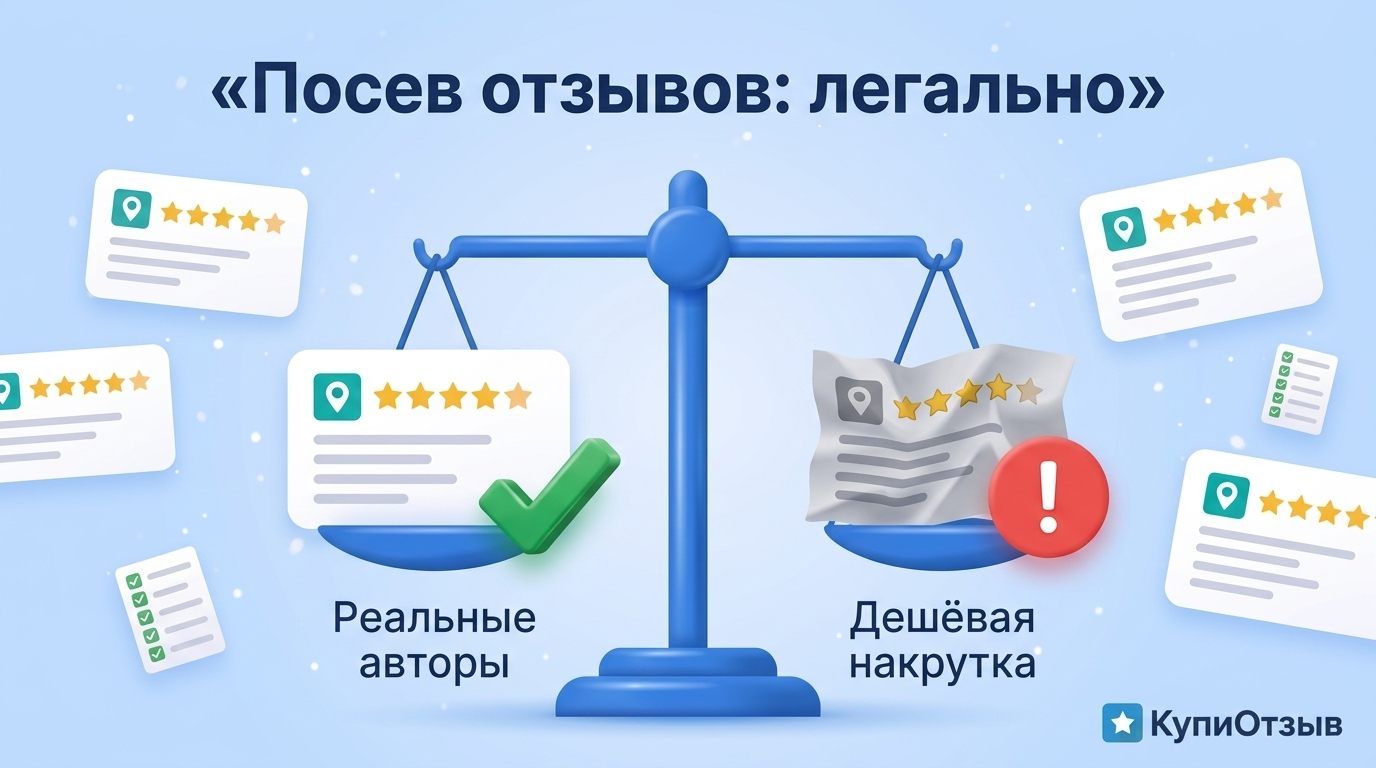 Посев отзывов: как это работает легально и чем отличается от накрутки
